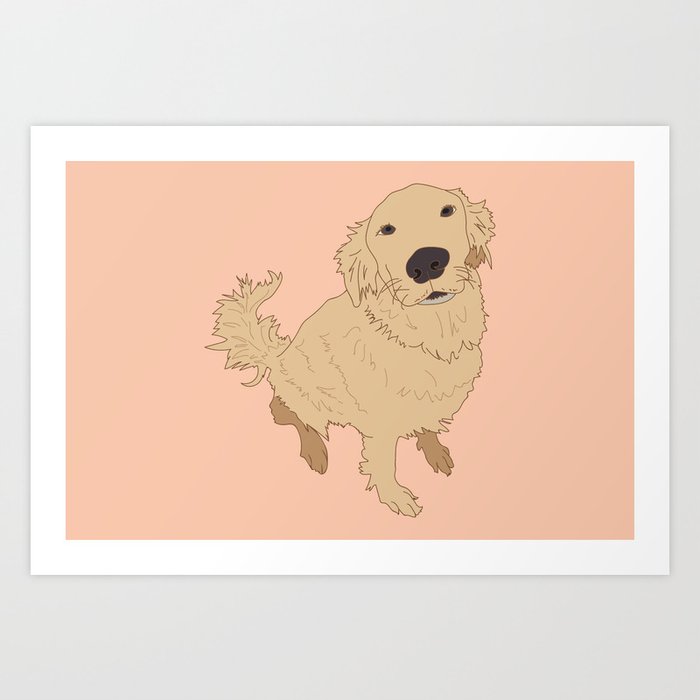 Golden Retriever Love Dog Illustrated Print Art Print