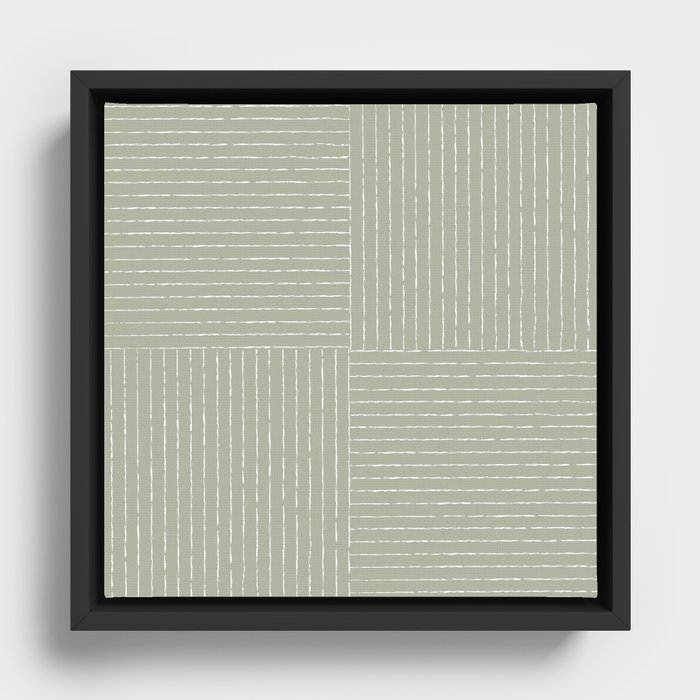 Lines III (Linen Sage) Framed Canvas