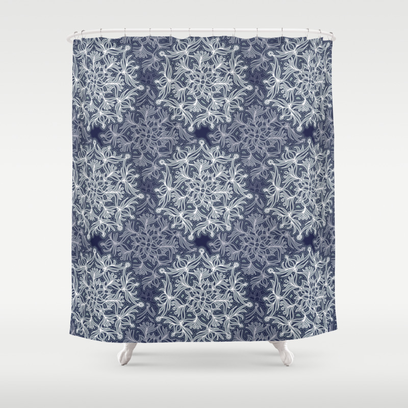 navy and cream shower curtain