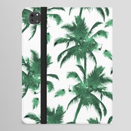 Tropical forest green white watercolor palm tree iPad Folio Case