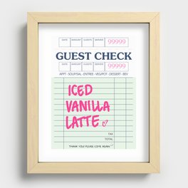 Iced Vanilla Latte Guest Check Recessed Framed Print