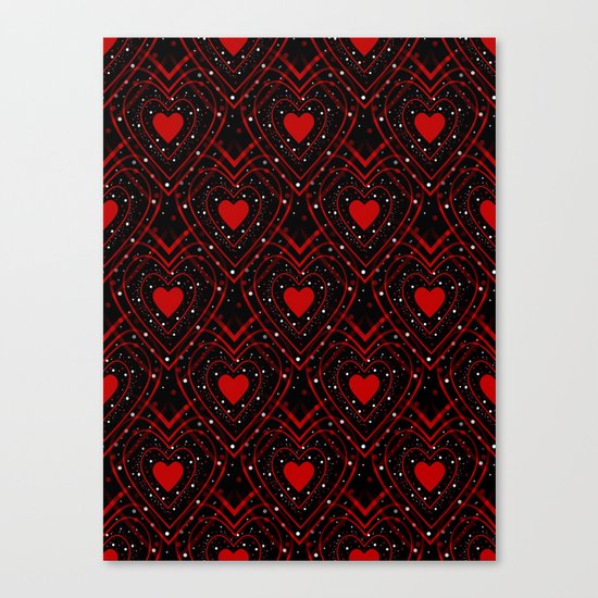 Black And Red Hearts Canvas Print