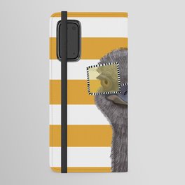 Funny Ostrich with Yellow Glasses on Stripe Pattern Android Wallet Case