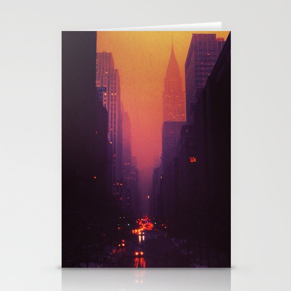 42nd Street, NYC - The Chrysler Building at Sunset Stationery Cards