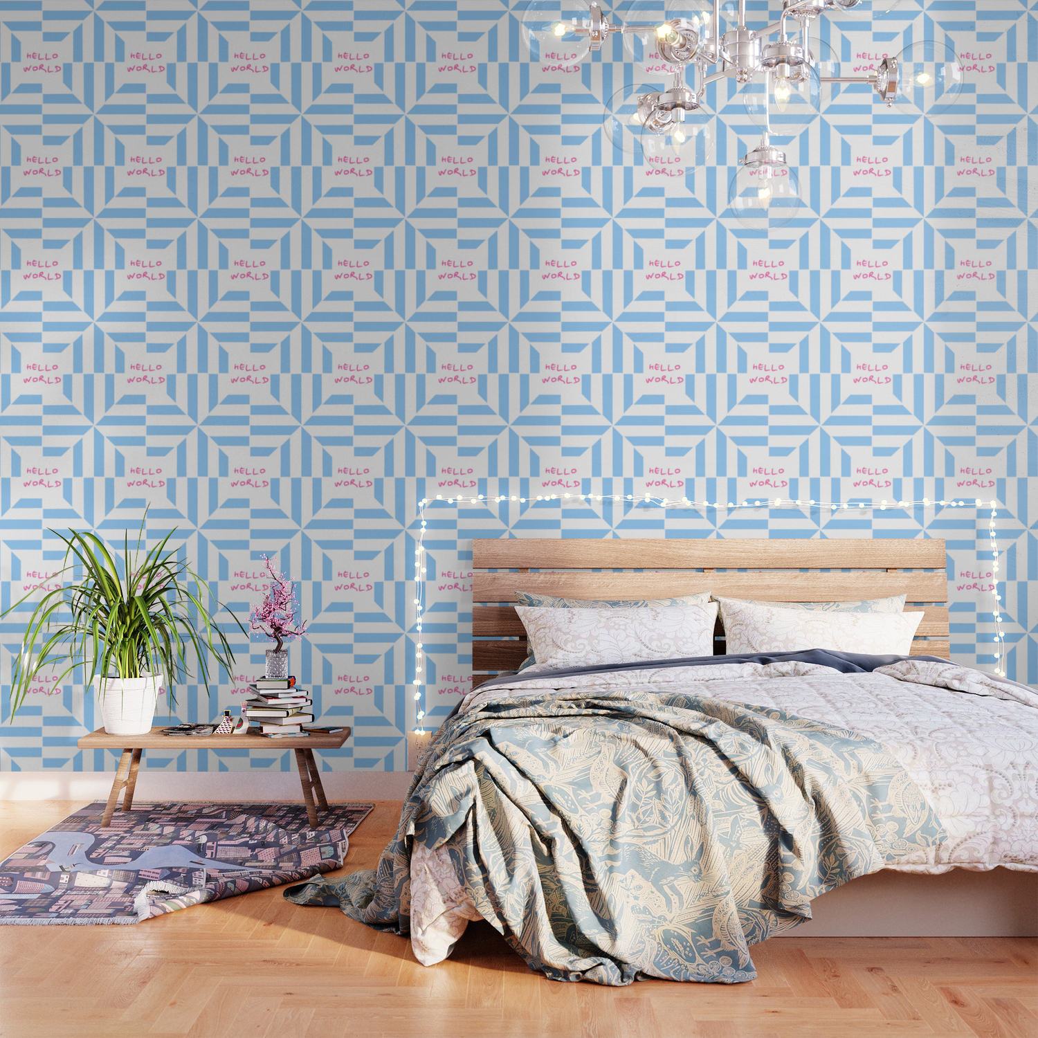 Hello World 4 Blue Wallpaper By Oldking Society6