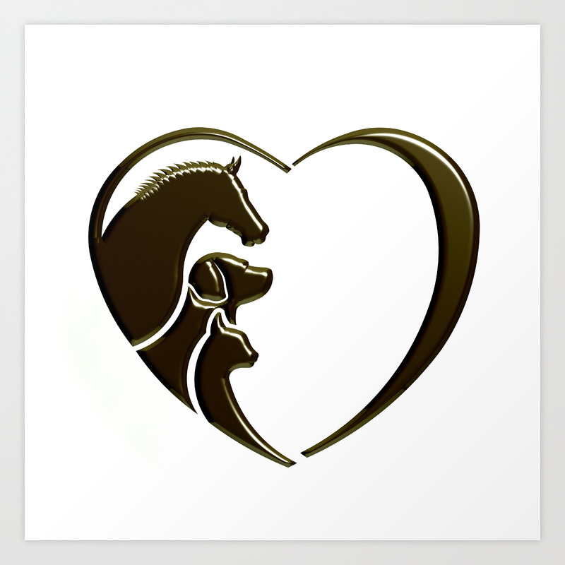 Horse Dog Cat Animal Lover Art Print By Lovefriendlydesigns