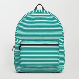 Turquoise & White Venetian Stripe Backpack | Teal, Modernoffice, Pattern, Wonky, Spare, Offkilter, Suspense, Texture, Odd, Graphicdesign 