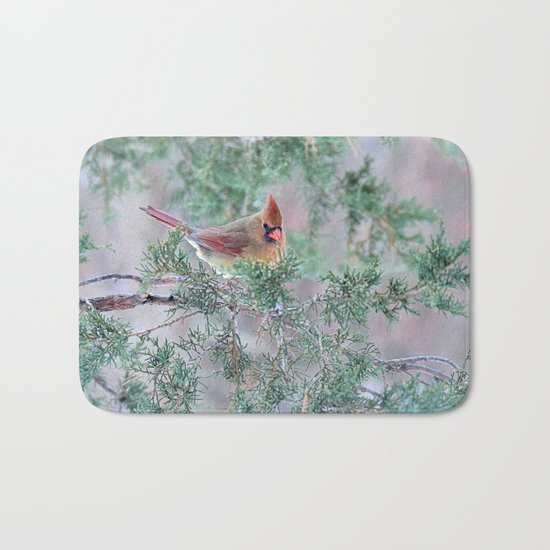 Pretty Female Cardinal Bath Mat