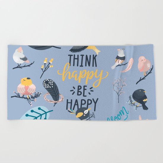 Happy birds Beach Towel