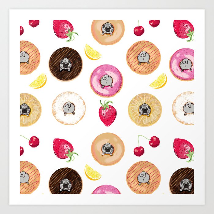 Donut Pugs Art Print