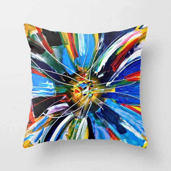 Dutch Spin - Colorful abstract painting flower Throw Pillow