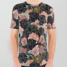 Because Black Pug All Over Graphic Tee