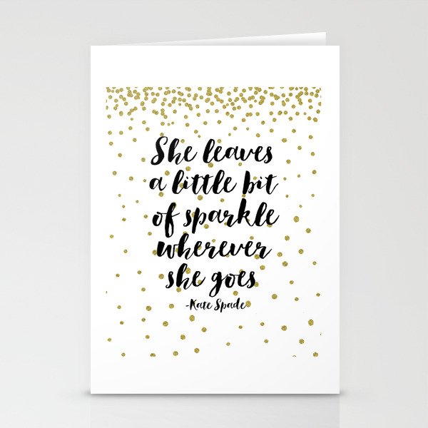 Nursery Girls Decor,Quote Prints,She Leaves A Little Bit Of Sparkle Wherever She Goes,Girly Art Stationery Cards