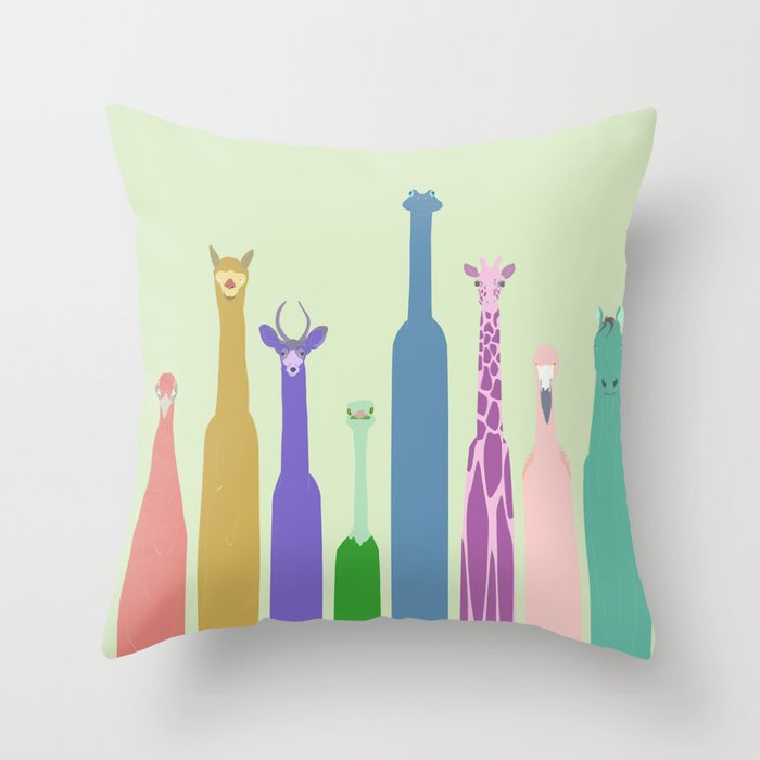 Long Neck Animals Throw Pillow By Maxleeart Society6