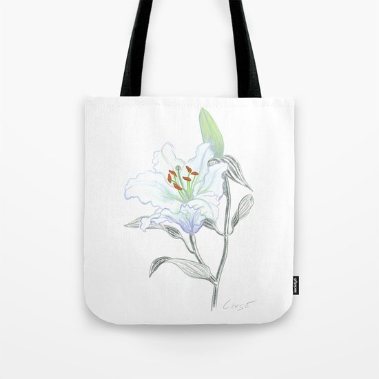 Lily 01 Botanical Flower * White Casablanca Lily Tote Bag