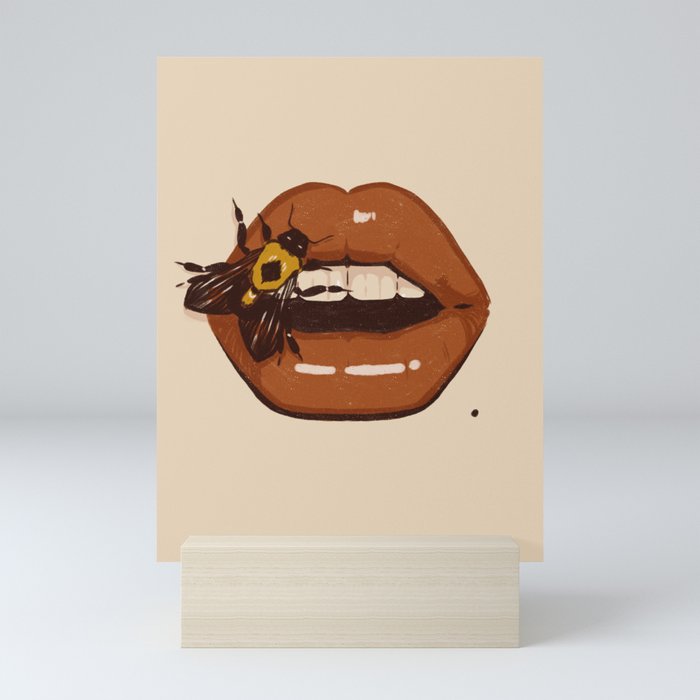 Lips and Bee Mini Art Print