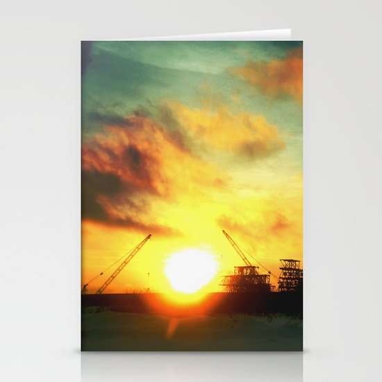 Urban sunset Stationery Cards