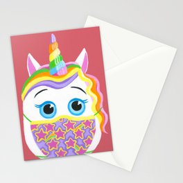 Unicorn with Mask (Pink) Stationery Card