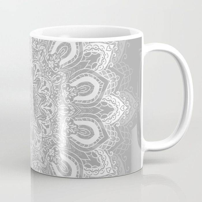 Gray Boho Mandala Flower Coffee Mug