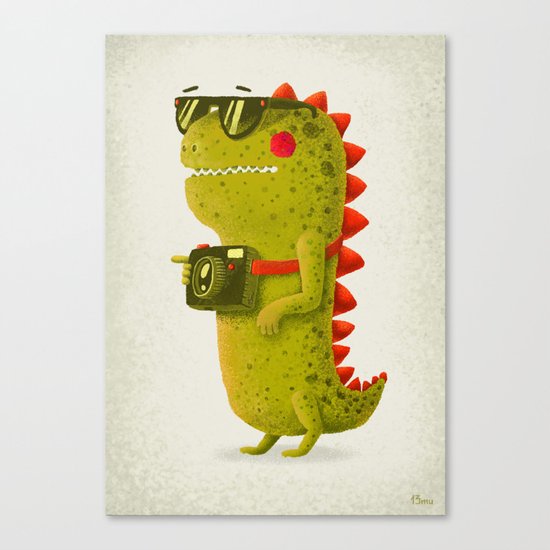 Dino touristo (olive) Canvas Print