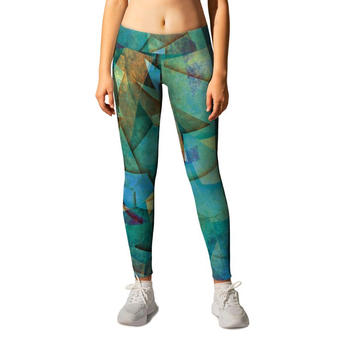 Fragments In blue - Abstract, fragmented art in blue Leggings