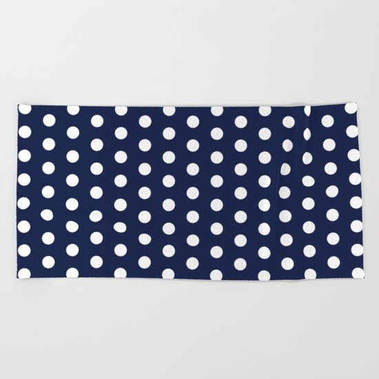 Indigo Navy Blue Polka Dot Beach Towel