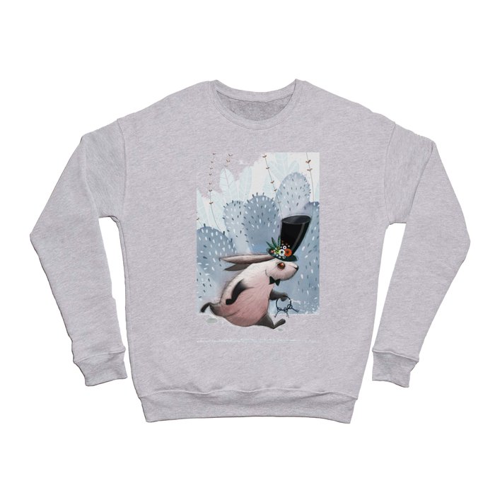 Print with a running rabbit. Cute rabbit design Crewneck Sweatshirt