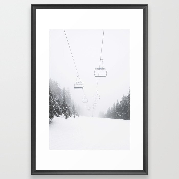 Winter Ski Lift - Chairlift  Framed Art Print