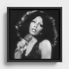 Donna Summer in Black and White Framed Canvas