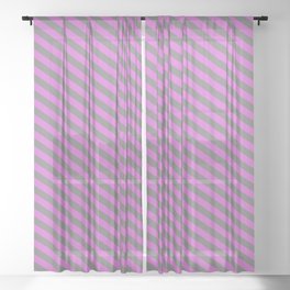 [ Thumbnail: Grey & Orchid Colored Lines/Stripes Pattern Sheer Curtain ]