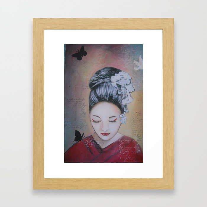 Mixed Media "Geisha" Framed Art Print