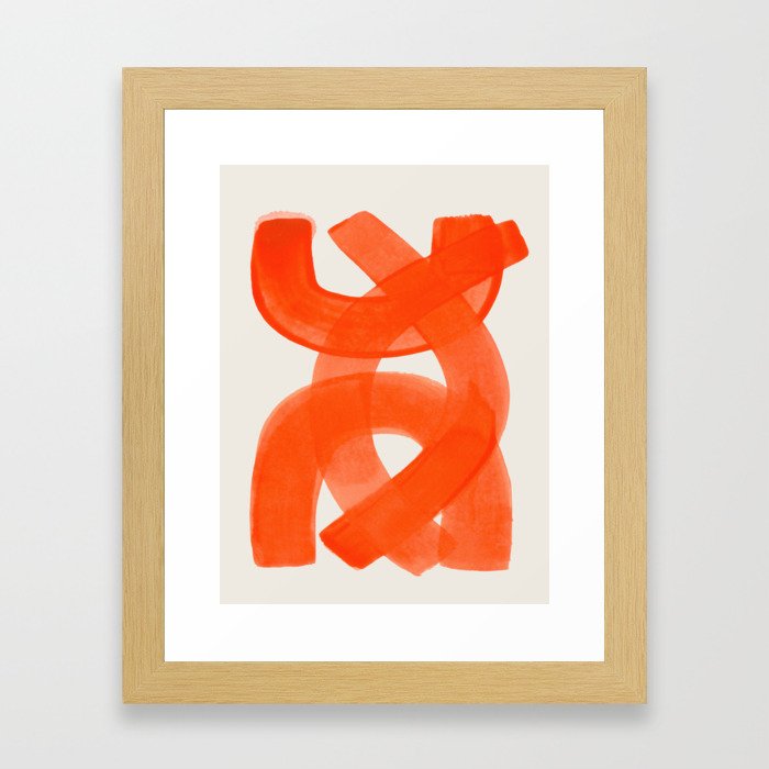 Mid Century Modern Abstract Painting Orange Watercolor Brush Strokes Gerahmter Kunstdruck | Gemälde, Mid-century, Modern-abstract, Gemälde, Orange, Aquarell, Brush-strokes, Aquarell, Ink, Muster