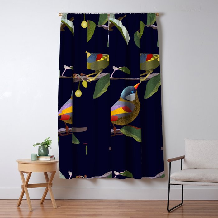Bird Pattern Blackout Curtain By Avasart Society6