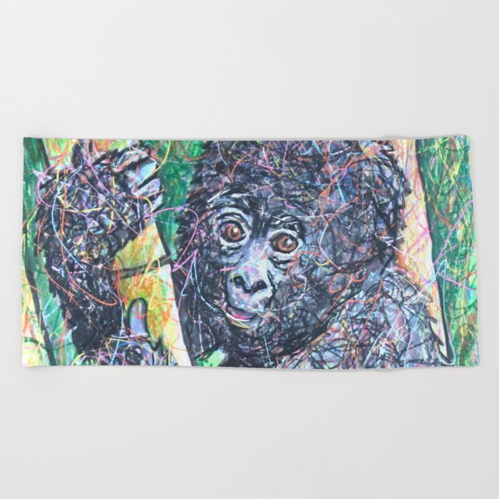 Baby Gorilla Art Beach Towel