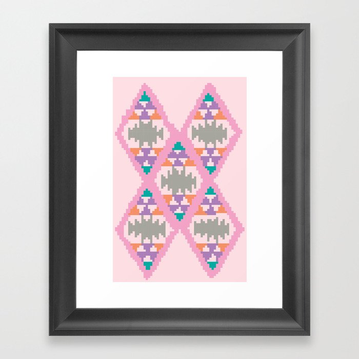 pixel kelim pattern Framed Art Print