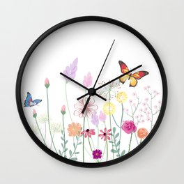 Floral ,botanical,butterflies design Wall Clock