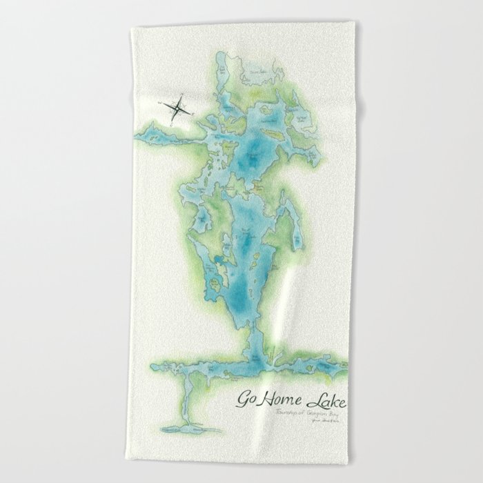 Go Home Lake - Nature Map Beach Towel