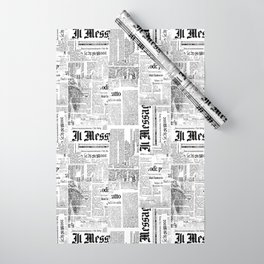 Black And White Collage Of Grunge Newspaper Fragments Wrapping Paper