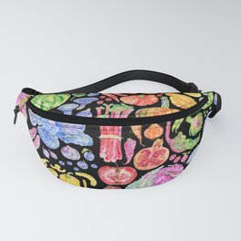 Rainbow of Fruits and Vegetables Dark Fanny Pack