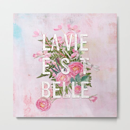 LAVIE EST BELLE - Watercolor - Pink flowers roses - rose flower Metal Print