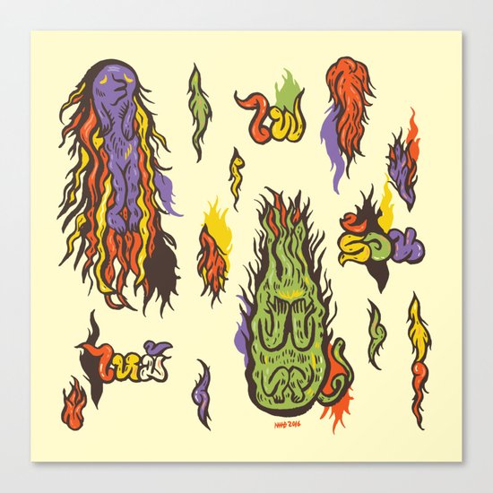 Fire monsters Canvas Print