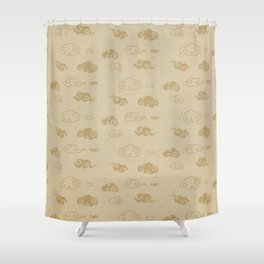 Neutral Asian Style Cloud Pattern Shower Curtain