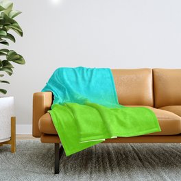 neon green, neon orange, ombre shade, color fade, neon, green, yellow, orange, ombre, shade, color, Throw Blanket