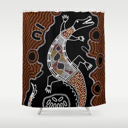 Aboriginal Crocodile Authentic Aboriginal Art Shower Curtain