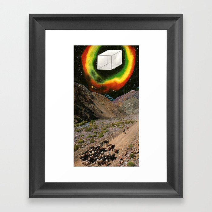 Space Cowboys 2 or Oh Fuck There Is A Giant Cube Coming Near Us Framed Art Print