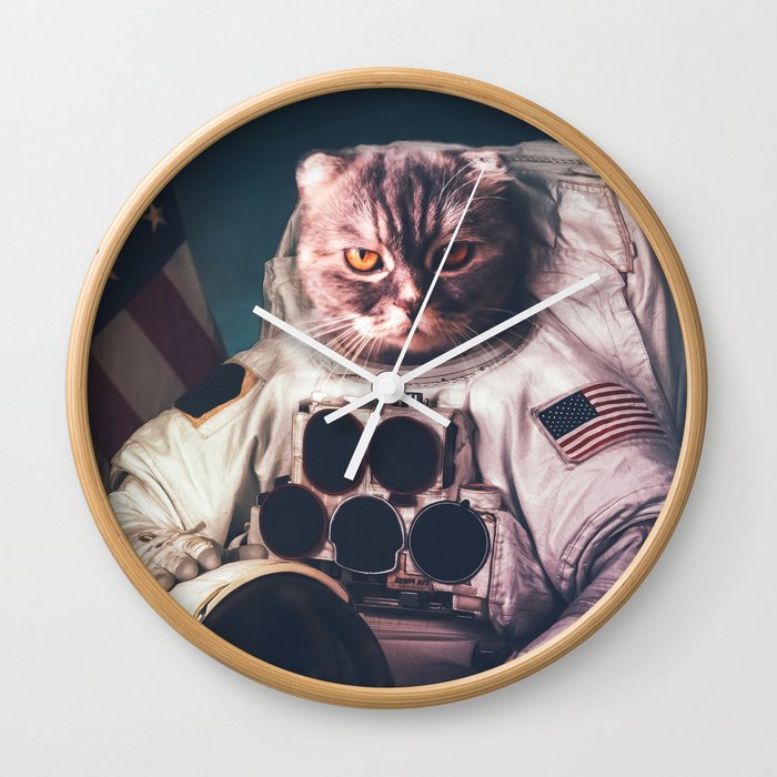 Beautiful cat astronaut Wall Clock