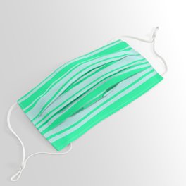 [ Thumbnail: Green and Turquoise Colored Lines Pattern Face Mask ]