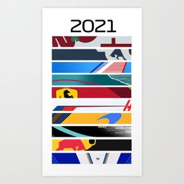 Formula 1 inspired Car liveries Design Art Print