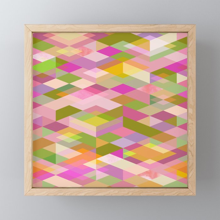 Rhapsody Jewelled Pink Garden Modern Abstract Geo Framed Mini Art Print