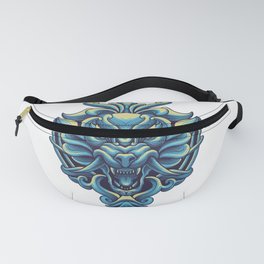 Wolf Head Floral Ornament Illustration Fanny Pack
